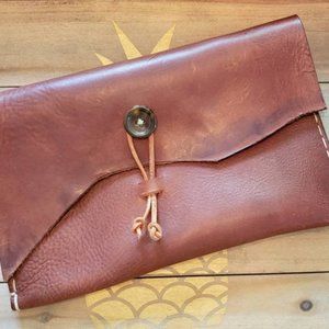 ScapeGrace Designs Brown Leather Clutch
